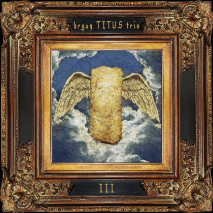 Cover of new album: painting of winged burrito in gilt frame